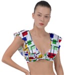 Colorful rectangles                                                                      Plunge Frill Sleeve Bikini Top