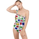 Colorful rectangles                                                                      Frilly One Shoulder Swimsuit