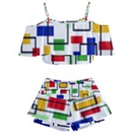 Colorful rectangles                                                                   Kids  Off Shoulder Skirt Bikini