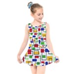 Colorful rectangles                                                                     Kids  Skater Dress Swimsuit