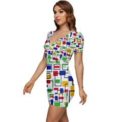 Low Cut Cap Sleeve Mini Dress 