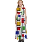 Colorful rectangles                                                            Kids  Satin Sleeveless Maxi Dress