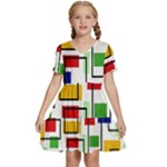 Colorful rectangles                                                             Kids  Short Sleeve Tiered Mini Dress