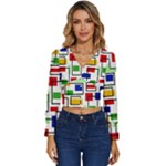 Colorful rectangles                                                           Long Sleeve V-Neck Top