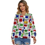 Colorful rectangles                                                             Women s Long Sleeve Button Down Shirt