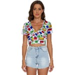 Colorful rectangles                                                             V-Neck Crop Top