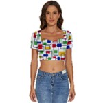 Colorful rectangles                                                           Short Sleeve Square Neckline Crop Top