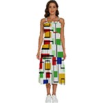 Colorful rectangles                                                            Sleeveless Shoulder Straps Boho Dress