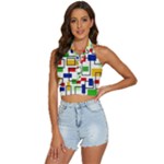 Colorful rectangles                                                           Backless Halter Cami Shirt