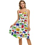 Colorful rectangles                                                           Sleeveless Tie Front Chiffon Dress