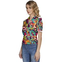 Puffed Short Sleeve Button Up Jacket 