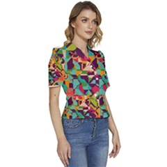 Puffed Short Sleeve Button Up Jacket 