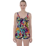 Retro chaos                                                                      Tie Front Two Piece Tankini