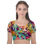 Retro chaos                                                                    Velvet Short Sleeve Crop Top