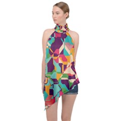 Halter Asymmetric Satin Top 