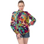 Retro chaos                                                                     High Neck Long Sleeve Chiffon Top