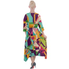 Quarter Sleeve Wrap Front Maxi Dress 