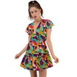 Retro chaos                                                                       Flutter Sleeve Wrap Dress