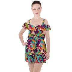 Ruffle Cut Out Chiffon Playsuit 