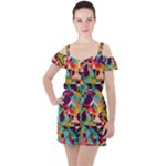 Retro chaos                                                                      Ruffle Cut Out Chiffon Playsuit