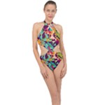 Retro chaos                                                                      Halter Side Cut Swimsuit