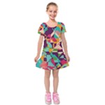 Retro chaos                                                                           Kids  Short Sleeve Velvet Dress