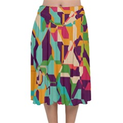 Velvet Flared Midi Skirt 