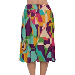 Velvet Flared Midi Skirt 