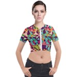 Retro chaos                                                                       Short Sleeve Cropped Jacket