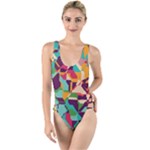 Retro chaos                                                                     High Leg Strappy Swimsuit