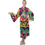 Retro chaos                                                                    Maxi Tie Front Velour Kimono