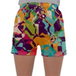 Retro chaos                                                                      Women s Satin Sleepwear Sleeve Shorts