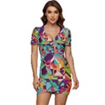 Retro chaos                                                                Low Cut Cap Sleeve Mini Dress