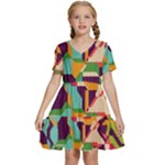 Retro chaos                                                              Kids  Short Sleeve Tiered Mini Dress