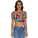 Retro chaos                                                            Short Sleeve Square Neckline Crop Top