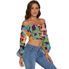 Long Sleeve Crinkled Weave Crop Top 