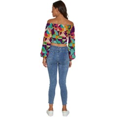 Long Sleeve Crinkled Weave Crop Top 
