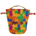 Retro colors puzzle pieces                                                                        Drawstring Bucket Bag