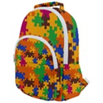 Retro colors puzzle pieces                                                                     Rounded Multi Pocket Backpack