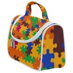 Retro colors puzzle pieces                                                                     Satchel Handbag