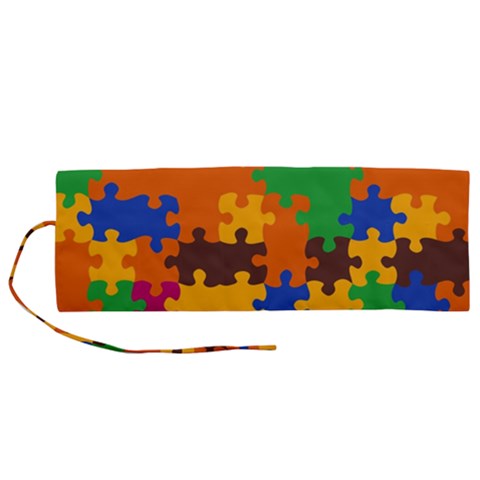 Retro colors puzzle pieces                                                                     Roll Up Canvas Pencil Holder (M) from ArtsNow.com