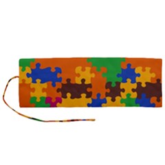 Retro colors puzzle pieces                                                                     Roll Up Canvas Pencil Holder (M) from ArtsNow.com