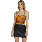 Retro colors puzzle pieces                                                                Flowy Camisole Tie Up Top