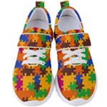 Retro colors puzzle pieces                                                                     Women s Velcro Strap Shoes