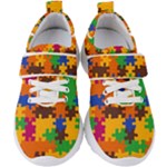 Retro colors puzzle pieces                                                                     Kids  Velcro Strap Shoes