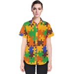 Retro colors puzzle pieces                                                                        Women s Short Sleeve Shirt