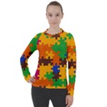 Retro colors puzzle pieces                                                                      Women s Pique Long Sleeve Tee