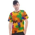 Retro colors puzzle pieces                                                                      Men s Sport Top