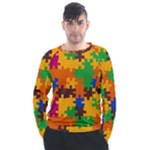 Retro colors puzzle pieces                                                                      Men s Long Sleeve Raglan Tee