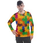 Retro colors puzzle pieces                                                                     Men s Pique Long Sleeve Tee